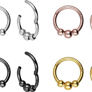 piercinginspiration® clicker ring 3 balls piercing segment ring