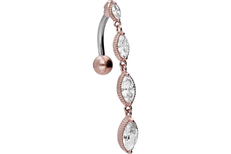 piercing inspiration\u00ae titanium crystal belly button piercing 925 sterling silver chain barbell