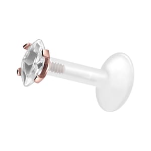 piercinginspiration® Titanium PTFE Crystal Labret Oval Drop Piercing Barbell image 6