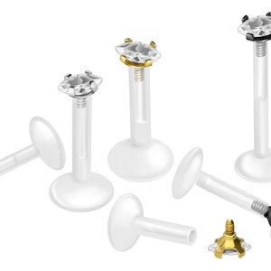 piercinginspiration® Titanium PTFE Crystal Labret Oval Drop Piercing Barbell image 1
