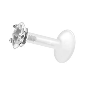 piercinginspiration® Titanium PTFE Crystal Labret Oval Drop Piercing Barbell image 5