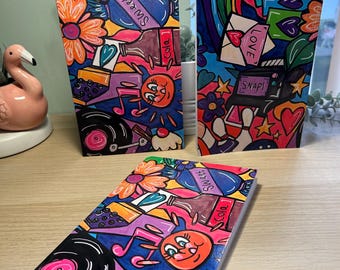 Retro Cartoon A5 Notebook, Original Art Blank Journal