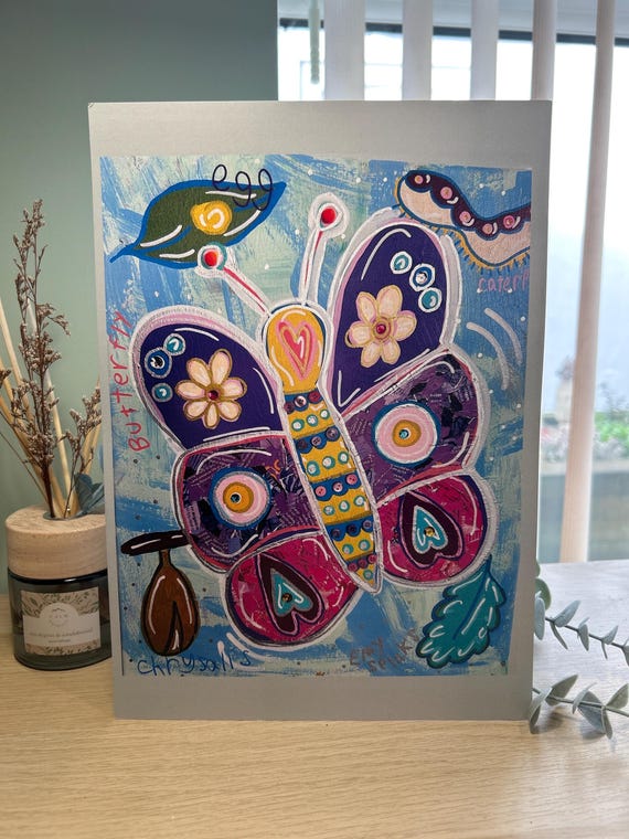 Butterfly Lifecycle A4 Professional Art Print of original artwork by Autistic Artist Emy Spinks