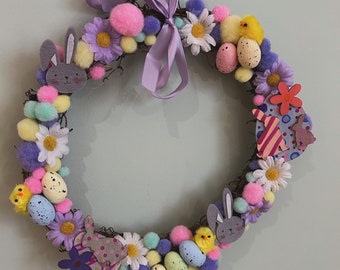 Easter Spring handcrafted door home wreath 8inch diameter by Emy Spinks