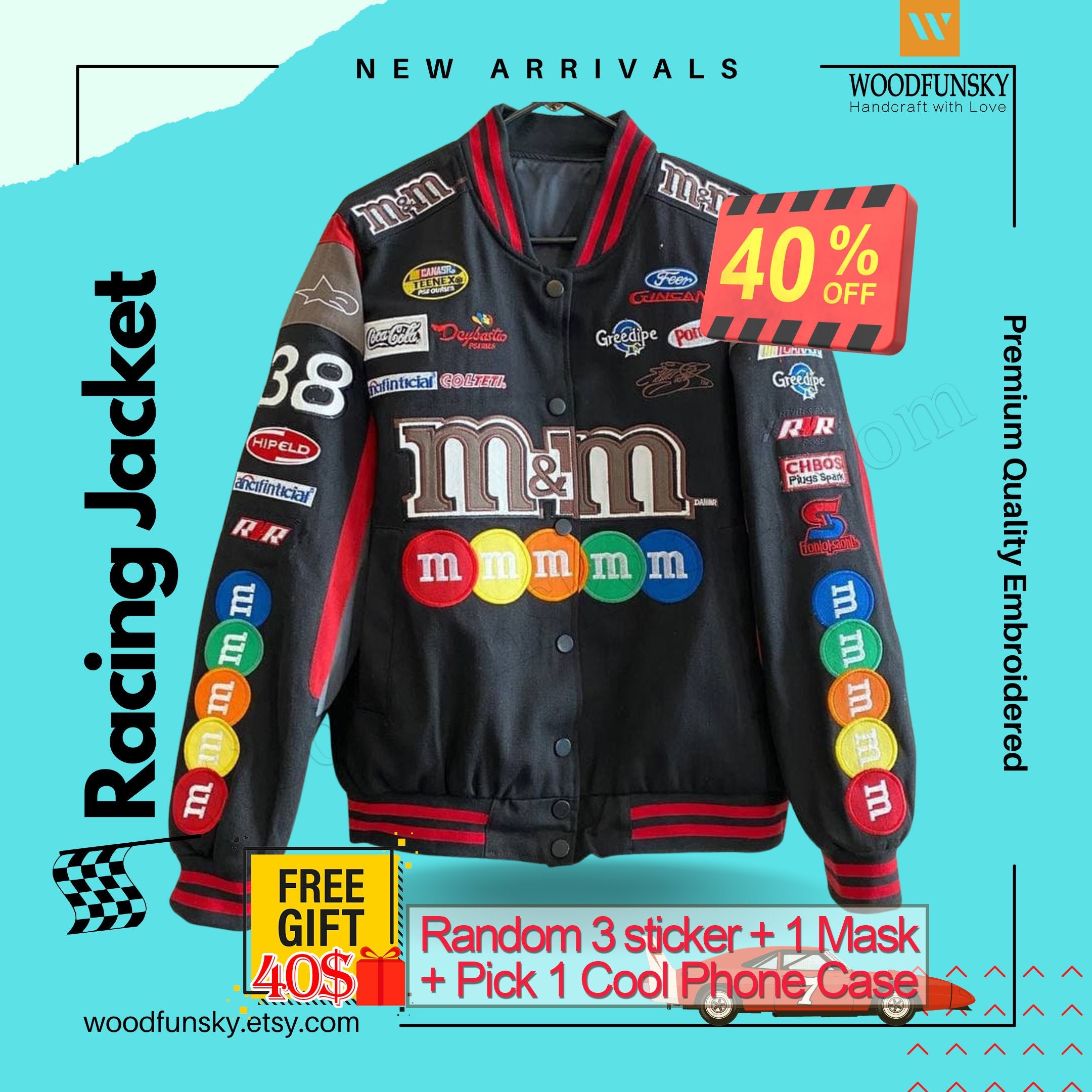 Nascar Jacket M\u0026m - Etsy