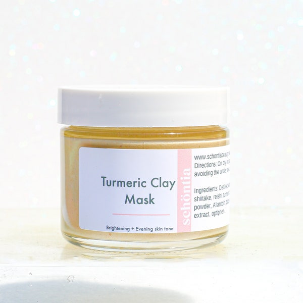 Mushroom Powder Turmeric Clay Mask, Even Skin Complexion, Skin Brightening, Even Skin Tone