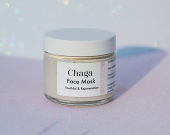 Organic Clay Mud Mask & Chaga Mushroom , Coffee Face. Mask, Hydrating, White Kaolin Clay