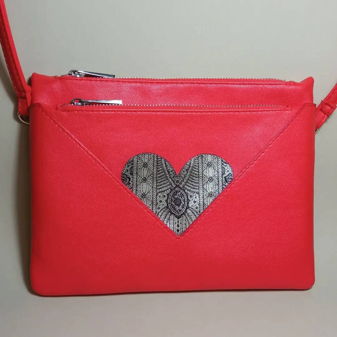 Hand-painted Coral Red Handbag. 'black and Silver Lace - Etsy