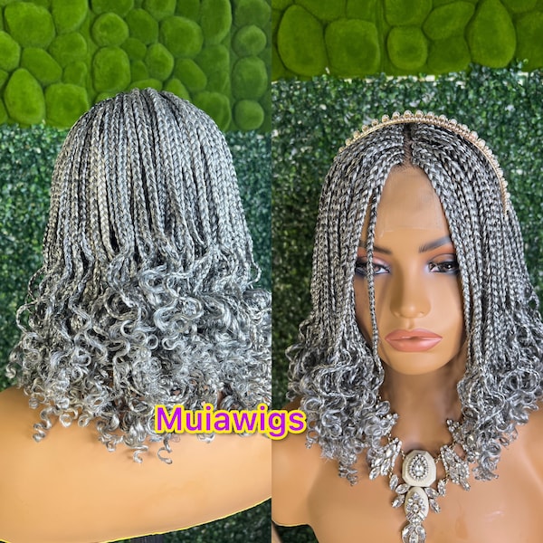 Salt and Pepper Knotless Braided Wig Etsy