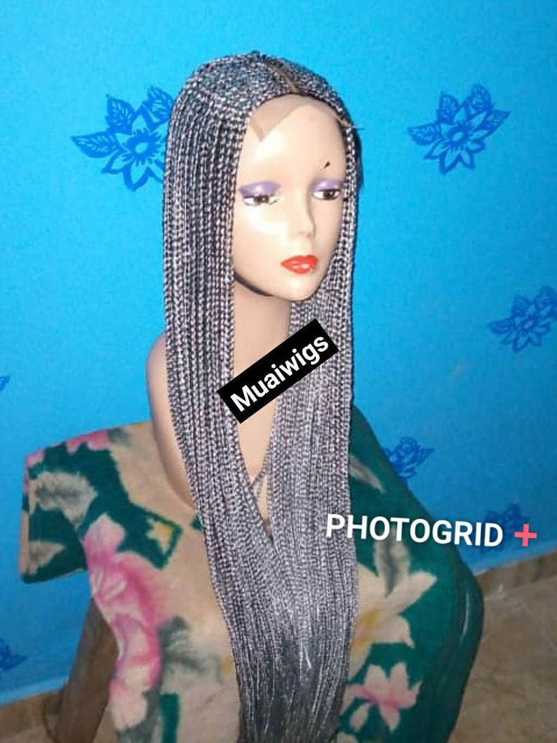 Gray Braided wigs Braided Wig Cornrow Braids WigLace Etsy