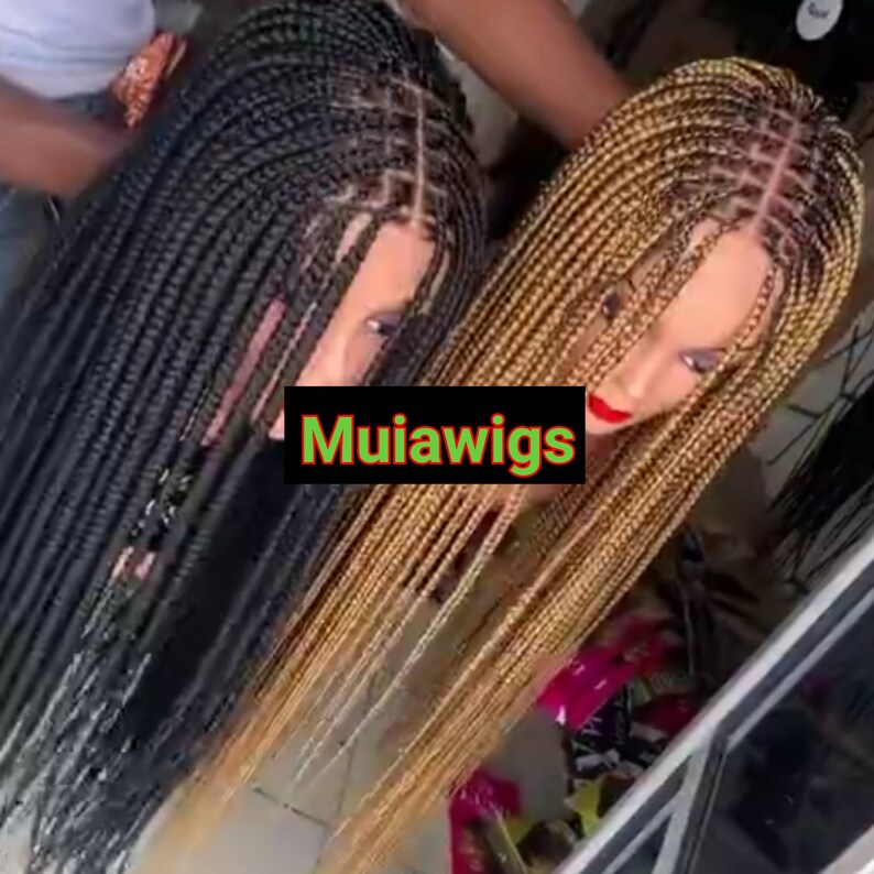 HD LACE BRAIDED Wig Knotless Box Braids Wig Custom Color Etsy Canada