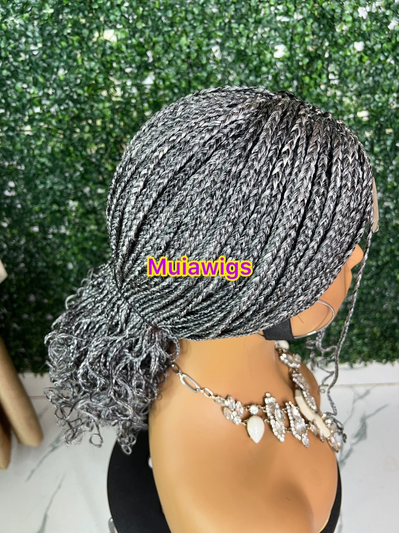 READY TO SHIP, Grey Braids Wig, Salt and Pepper Braids ,bob Braided Wig
