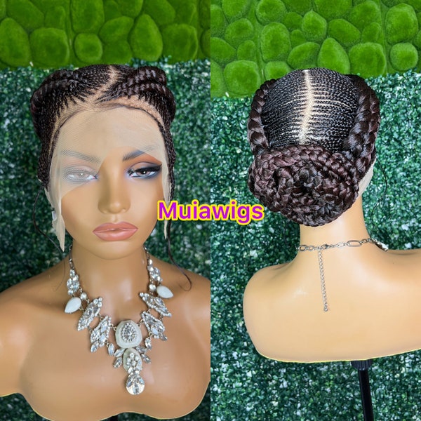 CORNROW BRAIDED WIG, Full lace Human Hair Braid Wig,African Braids,Stitch Cornrow ,Fulani cornrow,Braids Wig,Ghana Weaving,Wigs Braids,Gifts