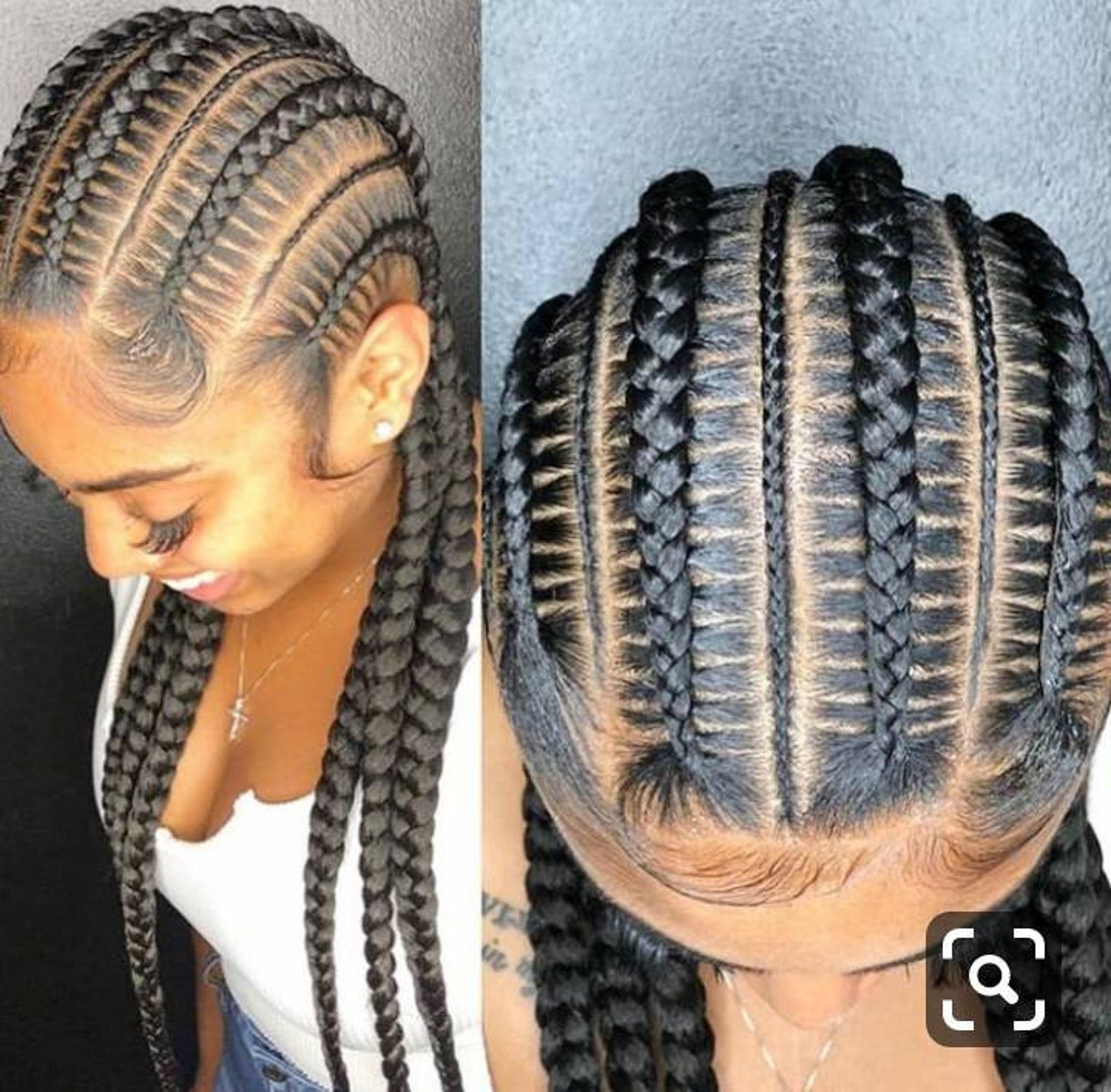 Stitch Cornrow Feed in Braids Tribal Full Lace Braided Wig Etsy