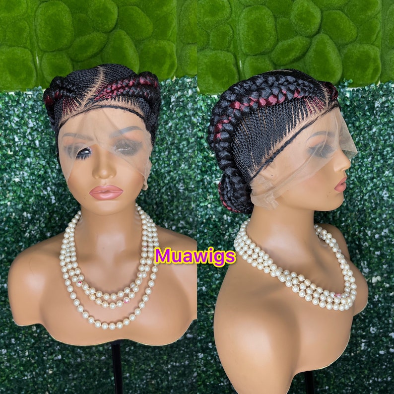 CORNROW BRAIDED WIG Full Lace Human Hair Braid Wigafrican Etsy