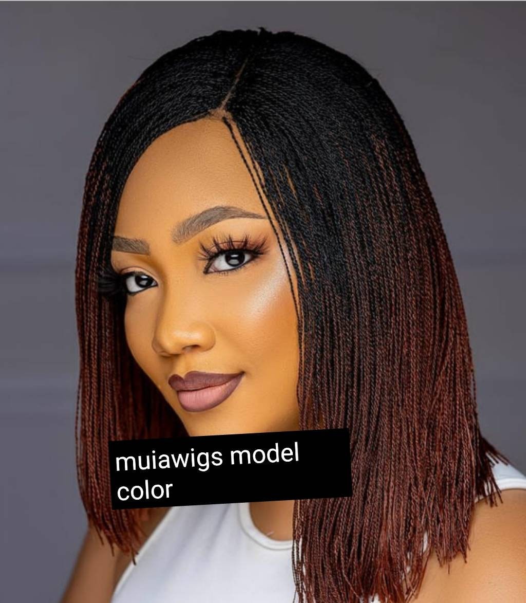 TWIST BRAID WIGS, Short Micro Millionbraid Wig, Human Hair Lace Front