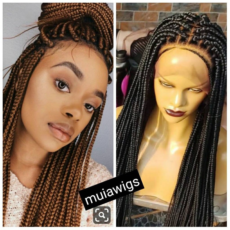 Braided Wig,Box Braided Wig,Lace frontal Braids,Full Lace Braided Wig,Braid wig,Black woman Braids wig, Knotless Braids wig,Medium Box Braid 