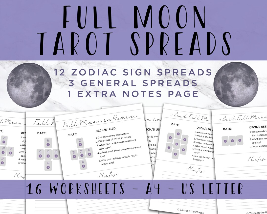 Full Moon Tarot Spreads | Tarot Printable | Tarot Card Spread | Tarot ...