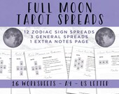 Full Moon Tarot Spreads | Tarot Printable | Tarot Card Spread | Tarot Worksheet | Full Moon Ritual | Tarot Diary | Book of Shadows