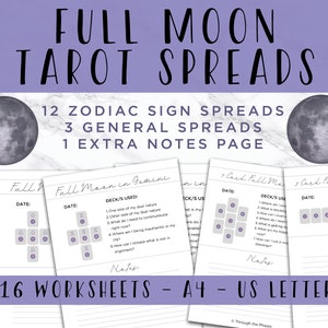 Tarocchi della luna piena, tarocchi stampabili, tarocchi, foglio di lavoro dei tarocchi, rituale della luna piena, diario dei tarocchi, libro delle ombre