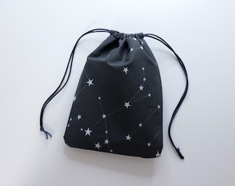 Black Constellation Print Tarot Bag | Space Fabric Tarot Card Holder, Small Drawstring Celestial Bag, Tarot Pouch, Tarot Deck Holder