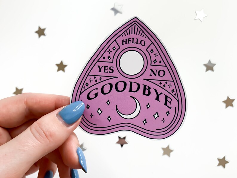Pink Planchette Ouija Sticker supernatural occult stickers, creepy cute, spooky witchy sticker, magic witch, halloween, pastel goth image 4