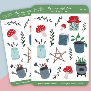 Green witch sticker sheet | Book of shadows stickers, witchy stickers, green witch stickers, Wicca stickers, hedge witch stickers