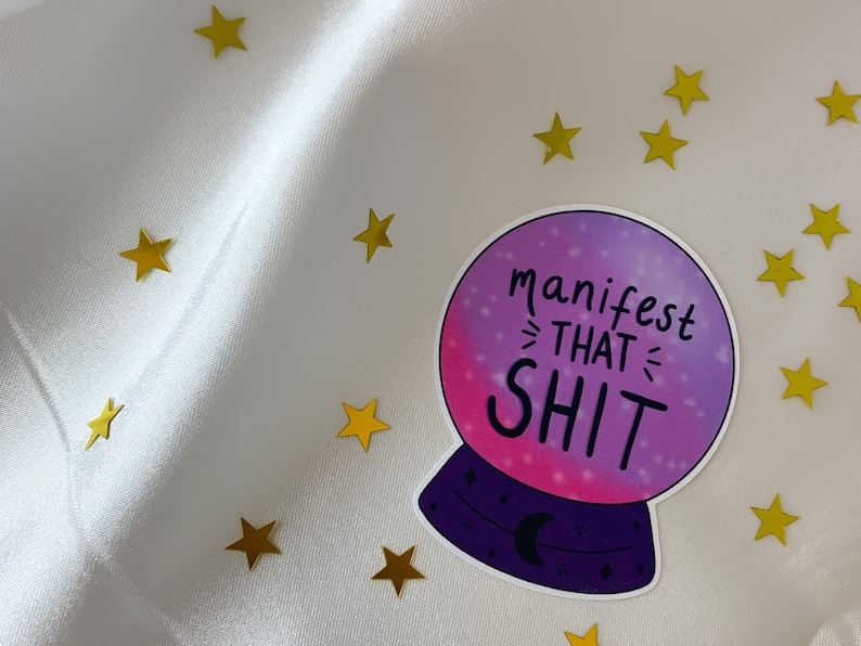 Manifest Sticker Crystal Ball Manifest that shit purple crystal ball sticker, grimoire stickers, magical girl sticker, believe sticker image 8