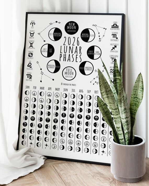 2026 Lunar Calendar Printable Download: Full + New Moon Phases