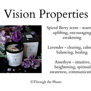 VISION Spiced Berry Scented Intention Candle with Amethyst Crystal Dried Lavender Homemade Crystal Infused Intuition Candle, Wooden Wick image 5