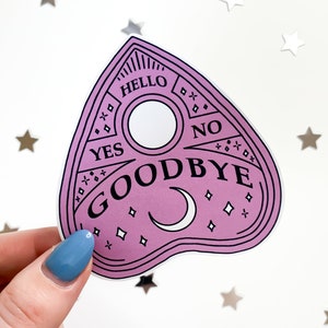 Pink Planchette Ouija Sticker supernatural occult stickers, creepy cute, spooky witchy sticker, magic witch, halloween, pastel goth image 1