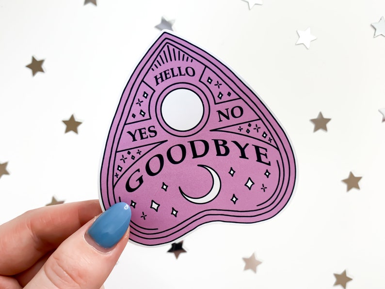 Pink Planchette Ouija Sticker supernatural occult stickers, creepy cute, spooky witchy sticker, magic witch, halloween, pastel goth image 1