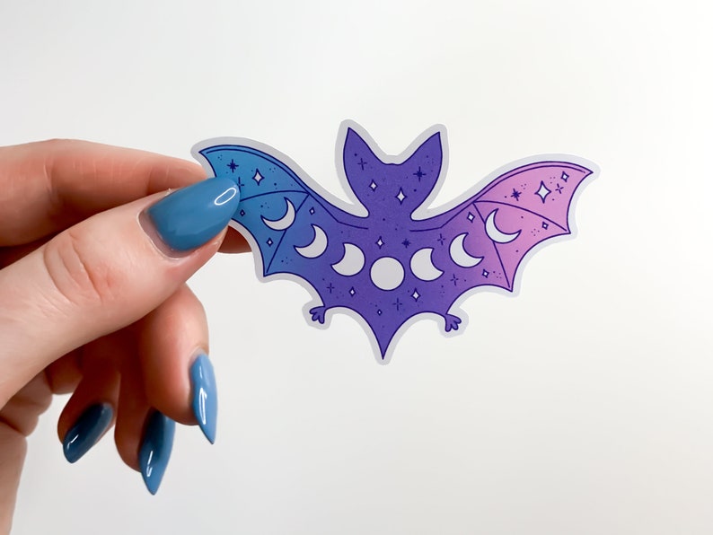 Pastel Moon Phases Bat Sticker pastel gore galaxy bat, pastel goth, cute bat sticker, vampire bat, witchy stickers image 5