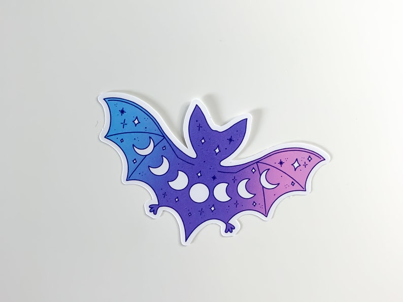 Pastel Moon Phases Bat Sticker pastel gore galaxy bat, pastel goth, cute bat sticker, vampire bat, witchy stickers image 10