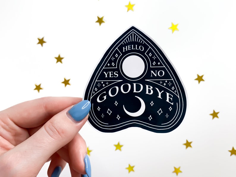 Black & White Planchette Ouija Sticker Wicca, goth stickers, gothic horror water bottle sticker, halloween, spooky occult laptop sticker image 2