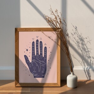Palmistry Hand Print. Boho art print, palm reader fortune teller decor, beginner witch art print, witchy things image 5