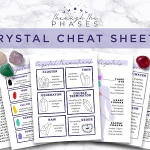 Crystal Meanings Printable Grimoire Pages | Crystal Properties Cheat Sheet | Crystal Poster | Book of Shadows Page | Witchy Printable