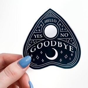 Black & White Planchette Ouija Sticker Wicca, goth stickers, gothic horror water bottle sticker, halloween, spooky occult laptop sticker image 5