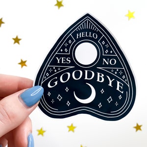 Black & White Planchette Ouija Sticker Wicca, goth stickers, gothic horror water bottle sticker, halloween, spooky occult laptop sticker image 4