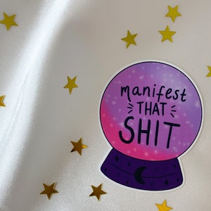 Manifest Sticker Crystal Ball Manifest that shit purple crystal ball sticker, grimoire stickers, magical girl sticker, believe sticker image 7