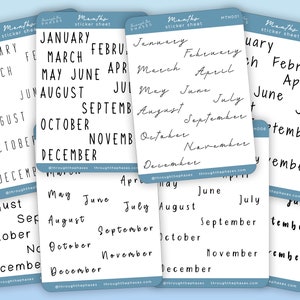 Adesivi mensili per planner / Adesivi per planner, Adesivi Bujo, Adesivi mensili, Adesivi con scritte, Adesivi con nomi di mesi, Adesivi per mesi