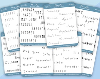 Month Stickers for Planner / Planner Stickers, Bujo Stickers, Monthly Stickers, Script Stickers, Month Name Stickers, Months Stickers