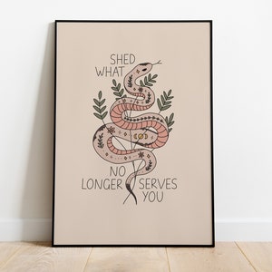 Citazione ispiratrice con stampa serpente. Stampa curativa della mentalità di crescita, poster di affermazione dell’emancipazione, decorazione da parete con citazione sulla salute mentale
