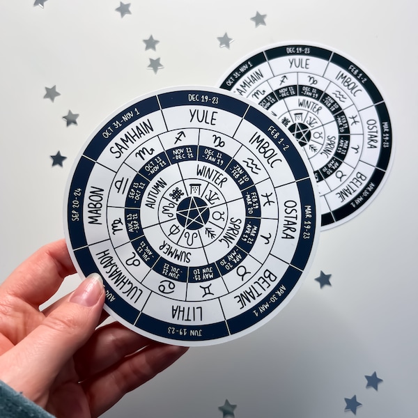 Witches Wheel of the Year Sticker - Wiccan Calendar, Sabbat Journal, Grimoire Stickers, Witchy Planner, Pagan Witchcraft, New to Wicca, Yule