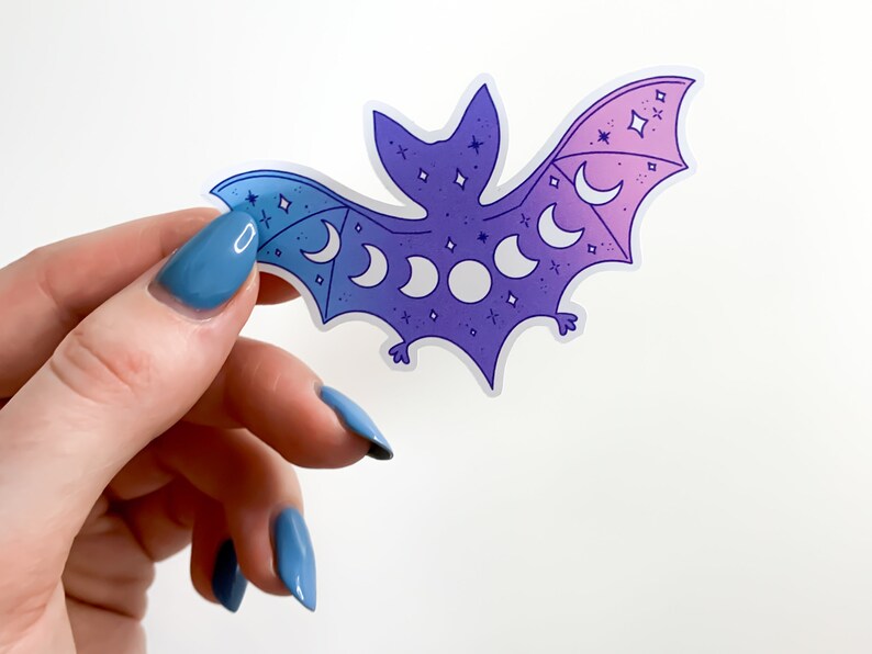 Pastel Moon Phases Bat Sticker pastel gore galaxy bat, pastel goth, cute bat sticker, vampire bat, witchy stickers image 6