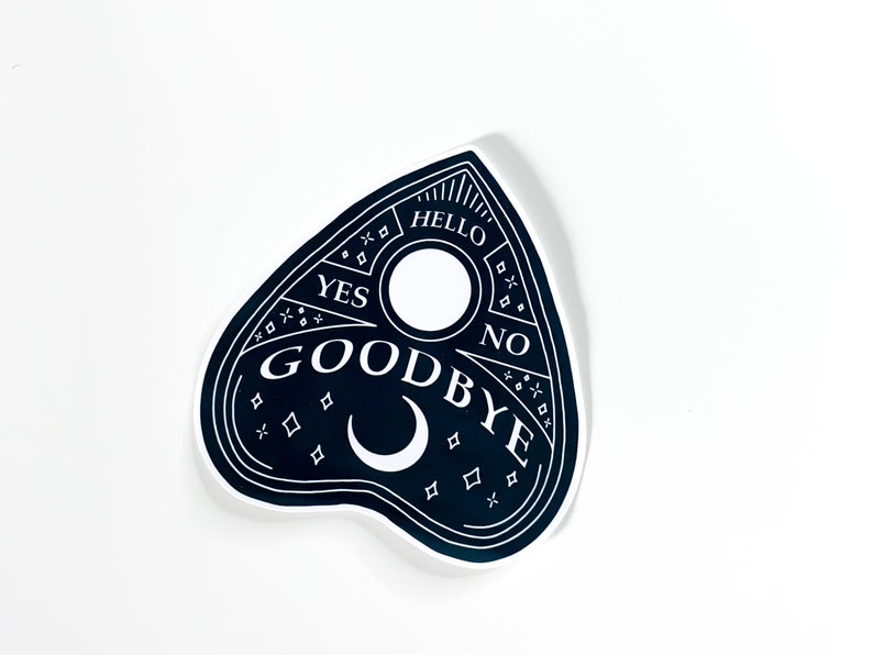 Black & White Planchette Ouija Sticker Wicca, goth stickers, gothic horror water bottle sticker, halloween, spooky occult laptop sticker image 10