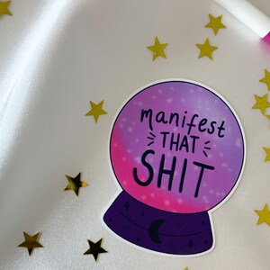 Manifest Sticker Crystal Ball Manifest that shit purple crystal ball sticker, grimoire stickers, magical girl sticker, believe sticker image 5