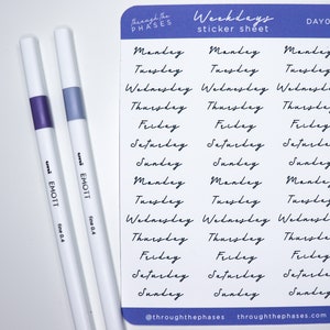 Day of the week stickers / planner days of the week stickers, bujo stickers, weekday stickers, days of the week planner stickers