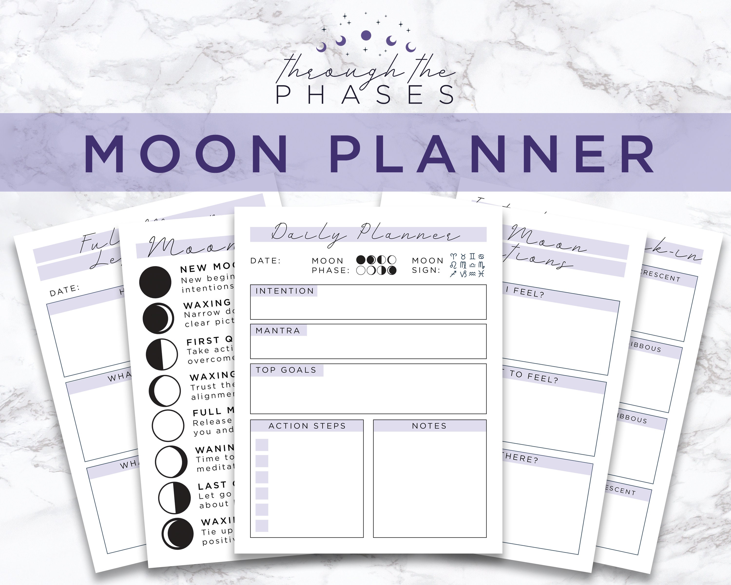Moon Journal Moon Planner Moon Phase Planner Download Etsy