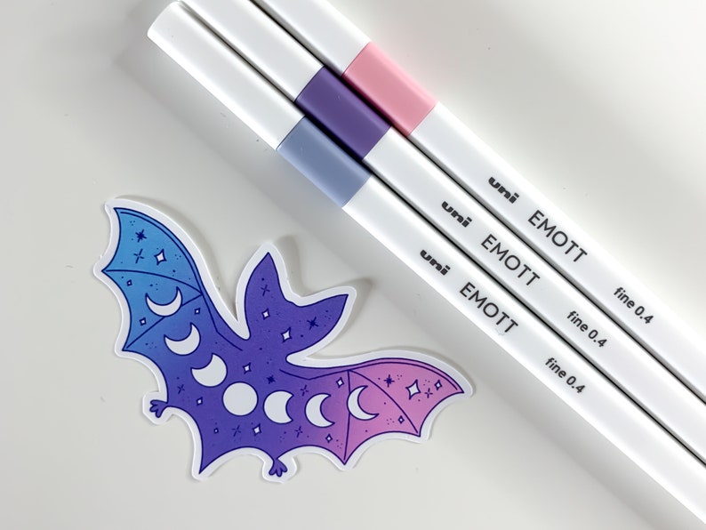 Pastel Moon Phases Bat Sticker pastel gore galaxy bat, pastel goth, cute bat sticker, vampire bat, witchy stickers image 8